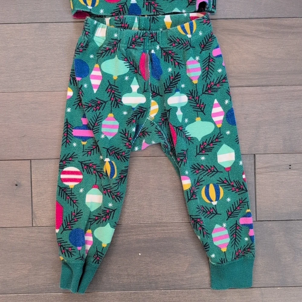 Hanna Andersson 2T Green Ornament Print Long Johns
